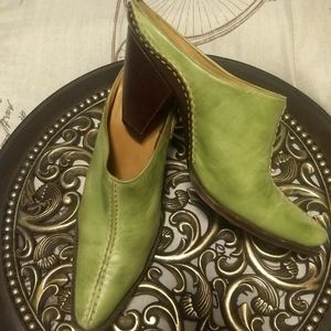 Brazilian Leather Mules in Hot Chartreuse!